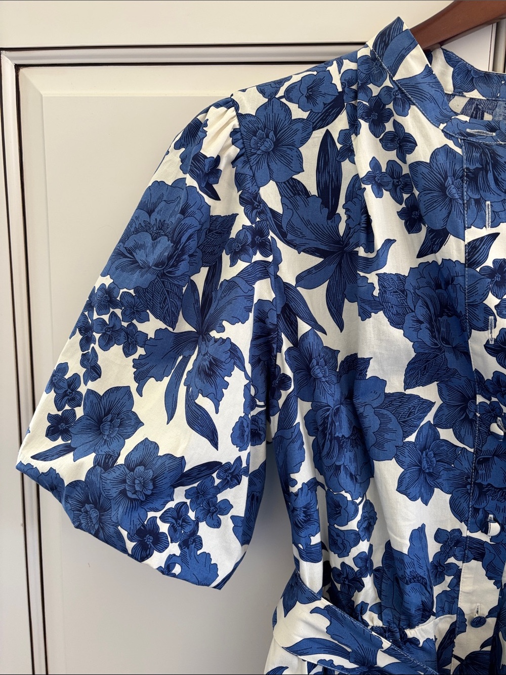 Joie Clemency Floral Puff Sleeve Belted Dress Blue Romantic Wedding Guest 12 - Picture 3 of 16